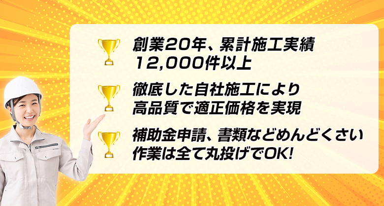 創業20秊、累計施工実績12,000件以上